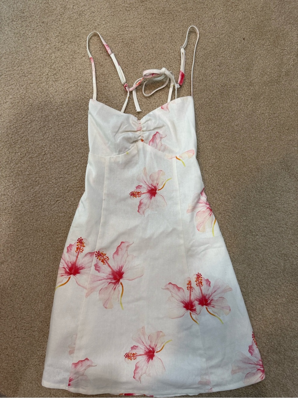 Peppermayo White Dress with Pink & Yellow Floral Print